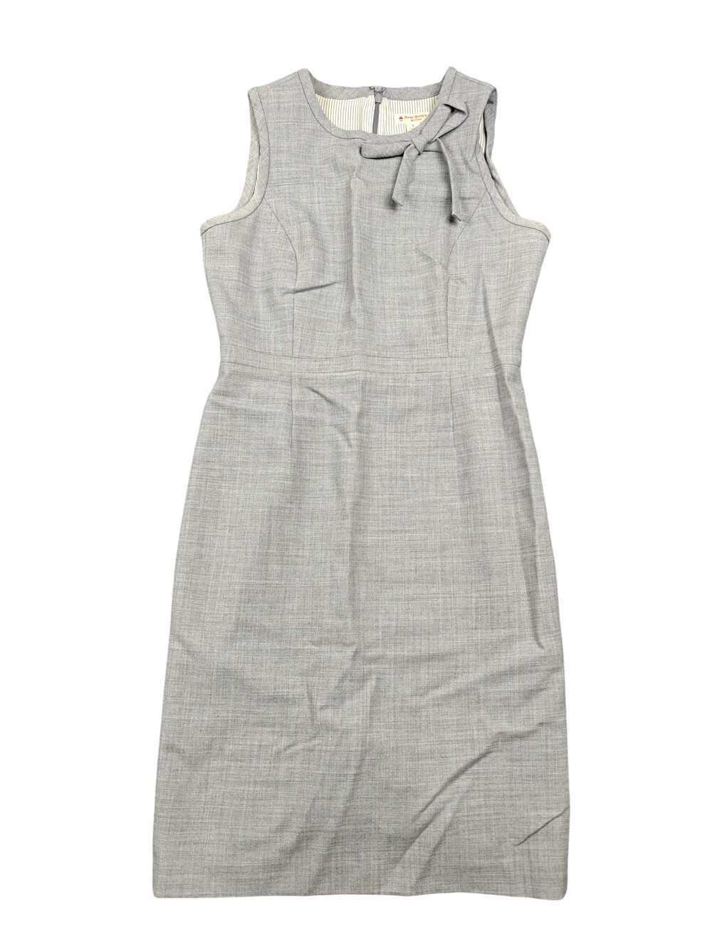 Brooks Brothers Red Fleece Dress Womens 8 Gray Sheath Pencil Bow Lined